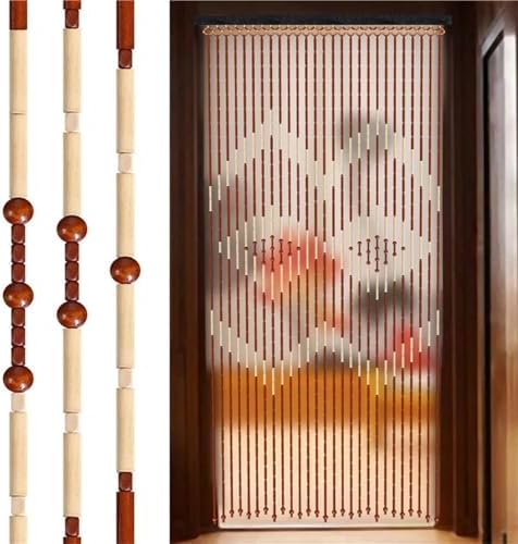 Wood Beaded Curtain with Bamboo Design 27 Strands