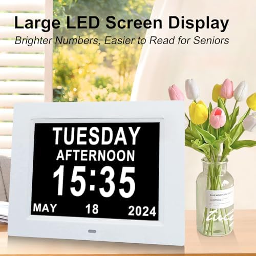 TMC 8 Inch Digital Dementia Clock White SD