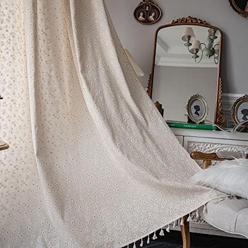 Daisy Boho Curtains for Girls Room Farmhouse Linen Blend Window Drapes
