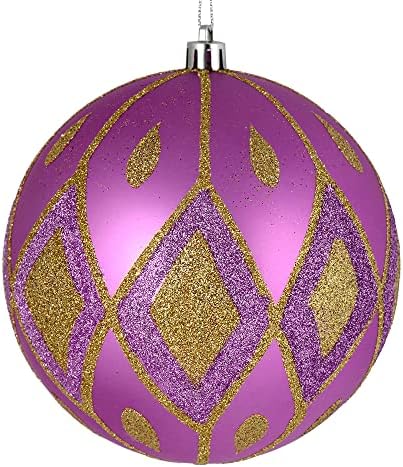 Vickerman Orchid Matte Glitter Diamond Ball Christmas Ornament 4 Pack