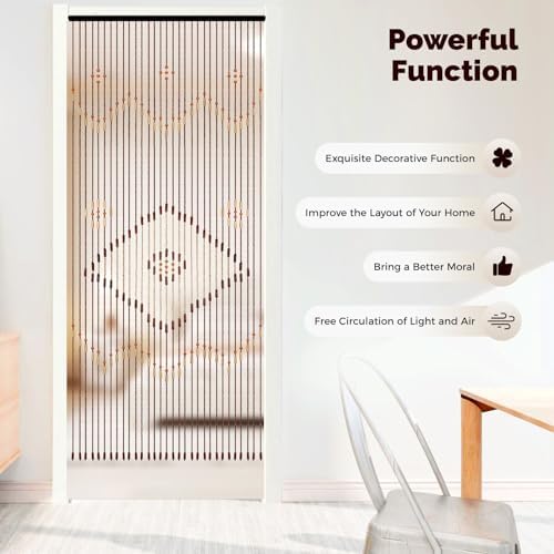 Handmade Bamboo Beaded Curtain - 31 Strands Chocolate Brown