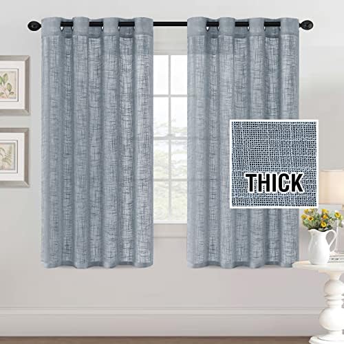 HVERSAILTEX Linen Curtains 52x63in Stone Blue
