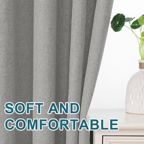 Turquoize Thick Linen Door Curtain with Tieback - Gray
