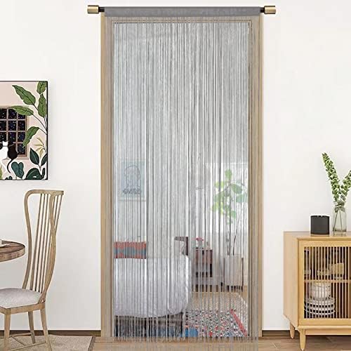 Spaghetti String Curtains Door Privacy Panel Grey