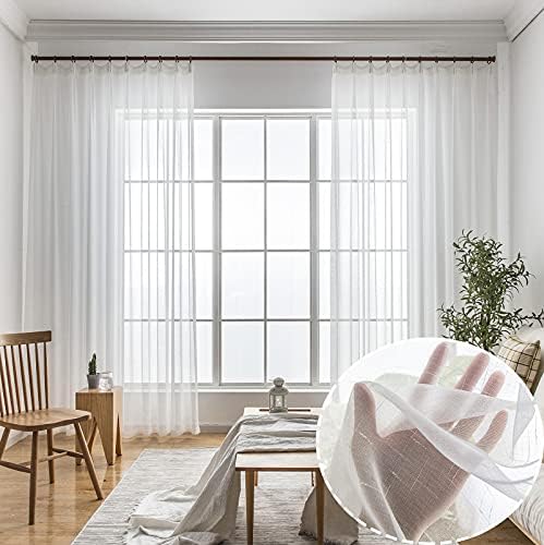 Off White Sheer Curtains 92 Inch Custom 2 Panels