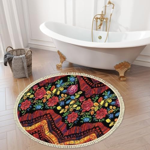 4 Round Tassel Carpet Bohemian Vintage Design