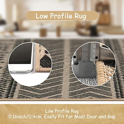 Lahome Boho Jute Black 26x8 Runner Rug