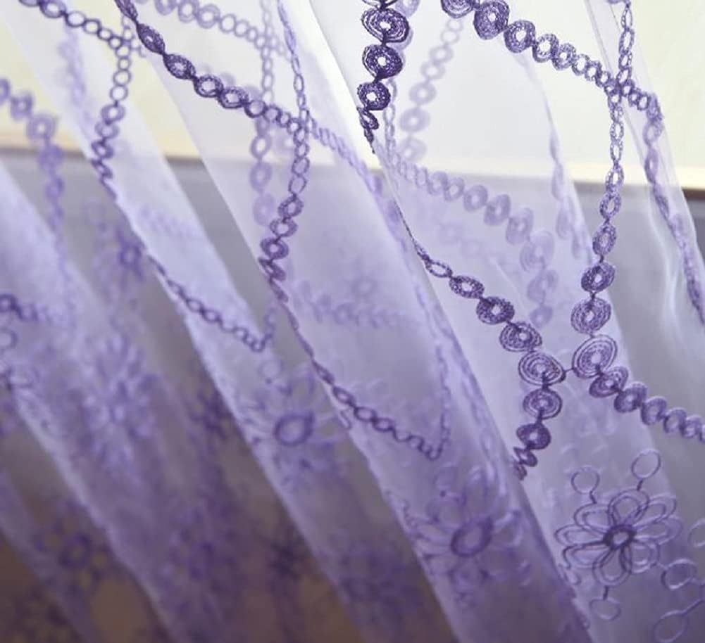 Iuokuby Sheer Voile Purple Curtain Panel 100x95 Inch