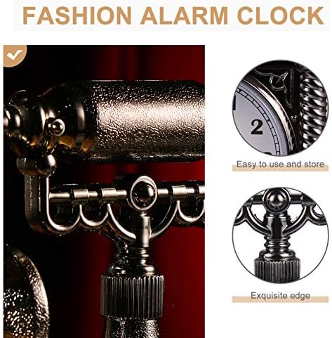 Wakauto Retro Telephone Clock Battery Powered Silence Alarm