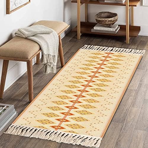 Boho Style Area Rug with Ikat Tassels