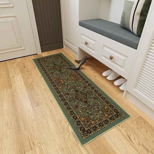 Ottomanson Hallway Runner Rug 20x59 Non Slip Seafoam Green