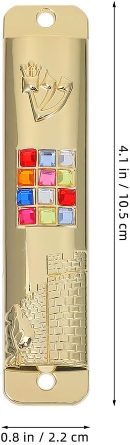 LOGOFUN 2 Piece Mezuzah Set with Gold Scroll for Door