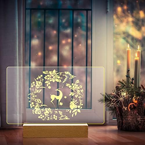 2 Pack Wooden Display Pedestal with Acrylic and LED Light