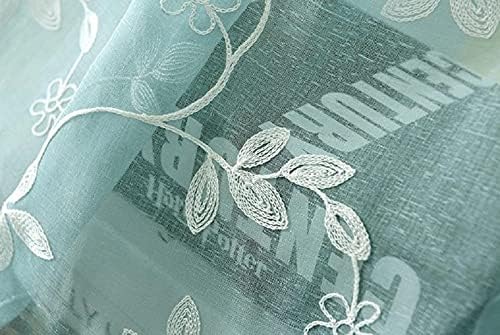 Sheer Floral Embroidered Rod Pocket Window Panels - Blue 100x95 Inch