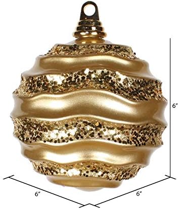 Vickerman 6 Inch Gold Stripe Candy Finish Ornament