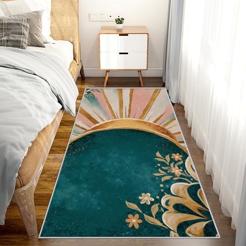 Colorful Sunrise Runner Rug 4x8 Washable Non Slip