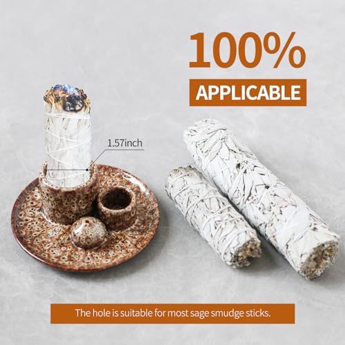 Palo Santo Sticks Holder Ceramic Incense Burner Brown White