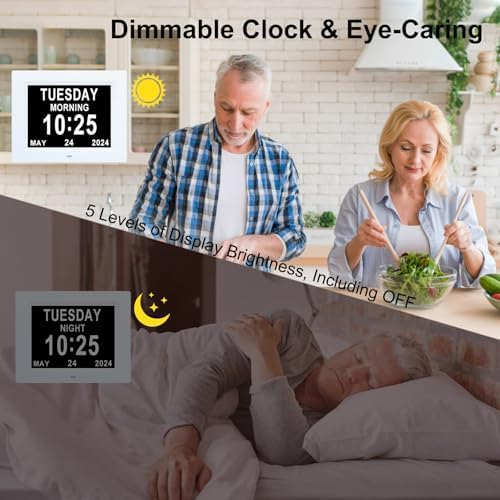 TMC 8 Inch Digital Dementia Clock White SD