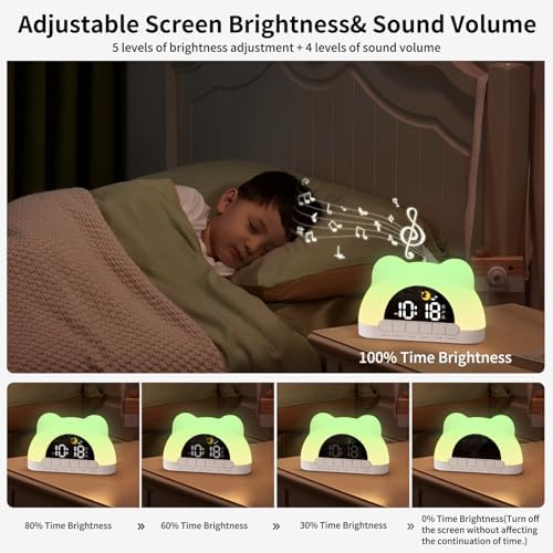 Oviouit Kids Alarm Clock with Night Light and Sound Machine