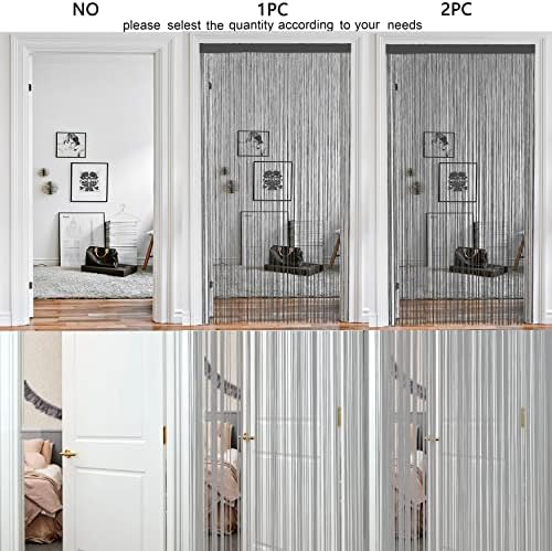 Spaghetti String Curtains Door Privacy Panel Grey