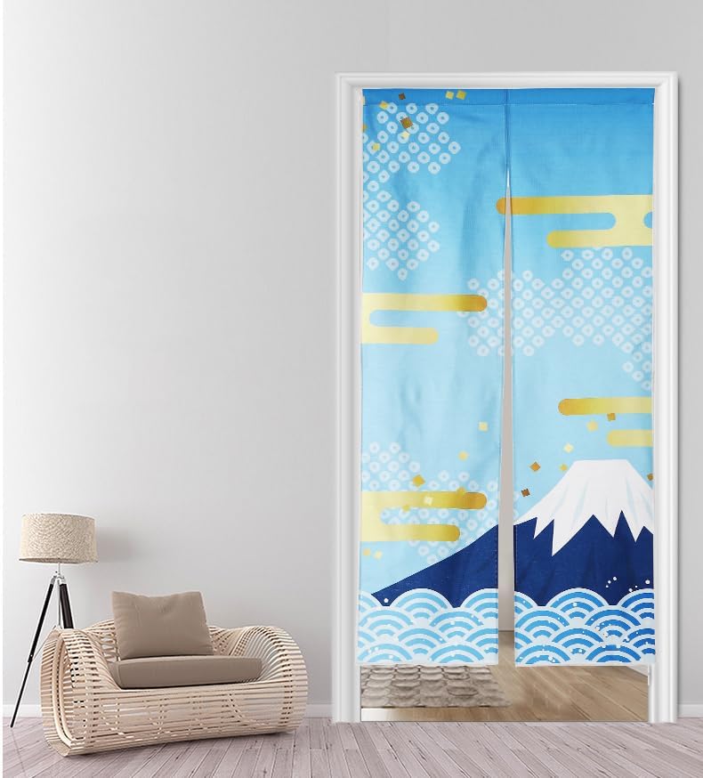 Noren Japanese Style Doorway Curtain with Mountain Fuji Print