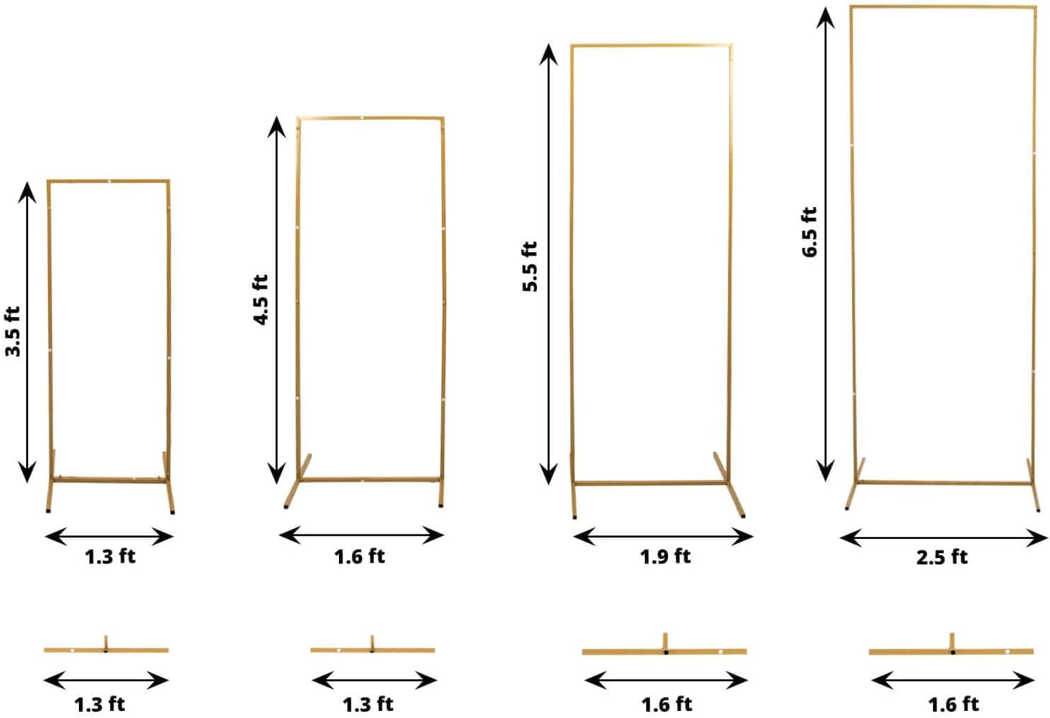 Efavormart Set of 4 Gold Metal Frame Wedding Arch Display Stand