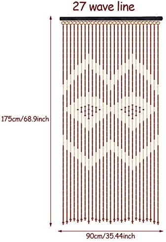 Wooden Bead Door Curtain with Jagged Pattern 27 Lines