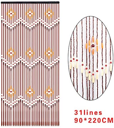 Wooden Beaded Curtain with 31 Lines Doorway Decor