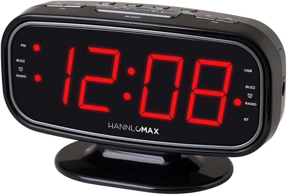 HX-153CR AMFM Radio Alarm Clock with Bluetooth and LED Display