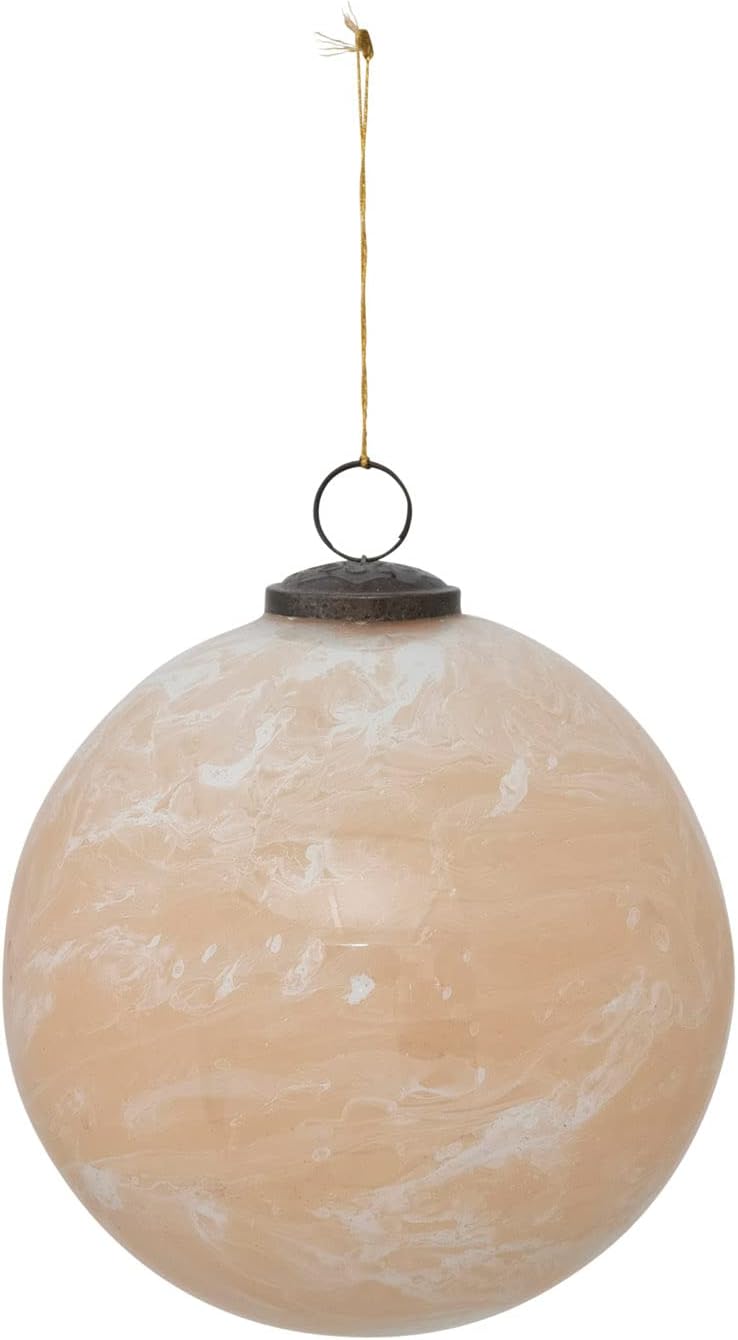 Creative Co-Op Glass Ball Ornament Marbled Nude