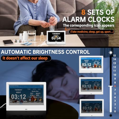 WiFi Digital Calendar Clock with Weather and 8 Alarm Options