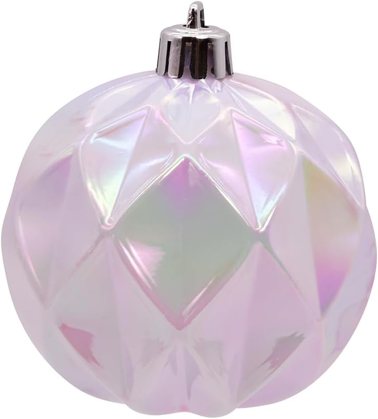 Kurt Adler 80MM 4pc Shatterproof Iridescent Concave Diamond Ball Ornaments 1