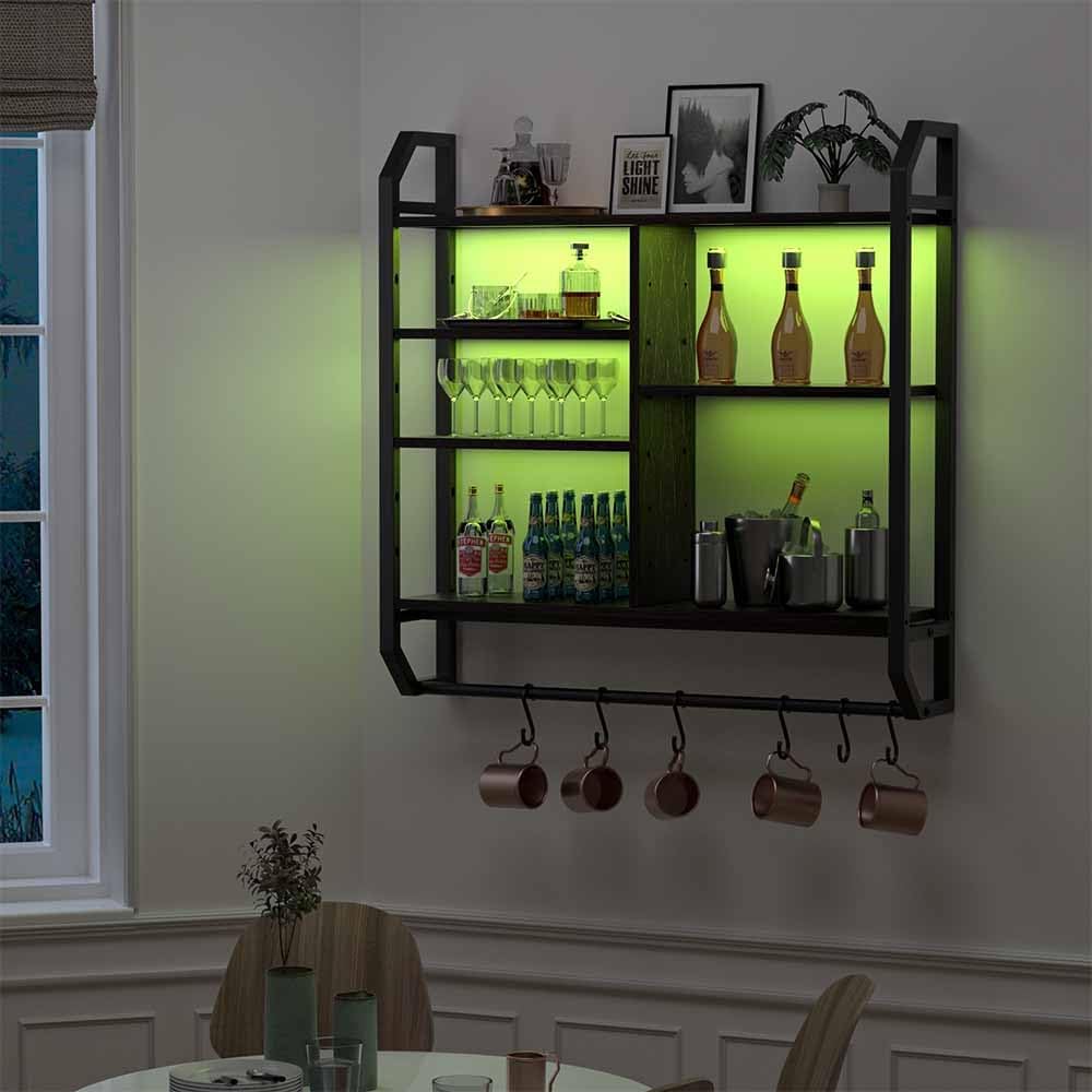 Nidouillet Gaming Floating Shelf with LED Lights and Hooks