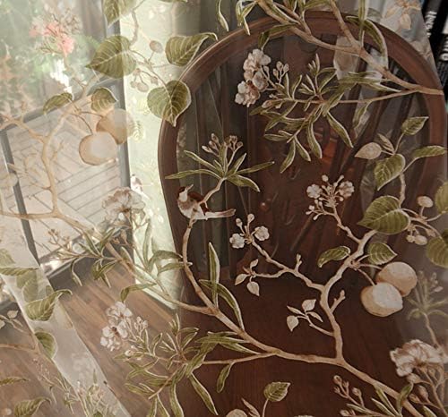 PureAqu Floral Birds Rod Pocket Panel Curtain