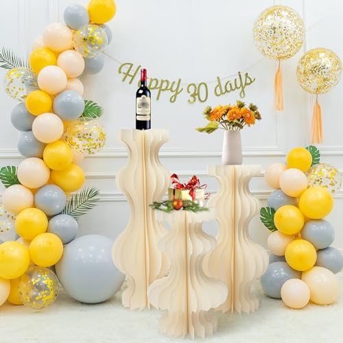 3PCs Cylinder Pedestal Stands for Party Wedding Display Set Foldable Paper Stand
