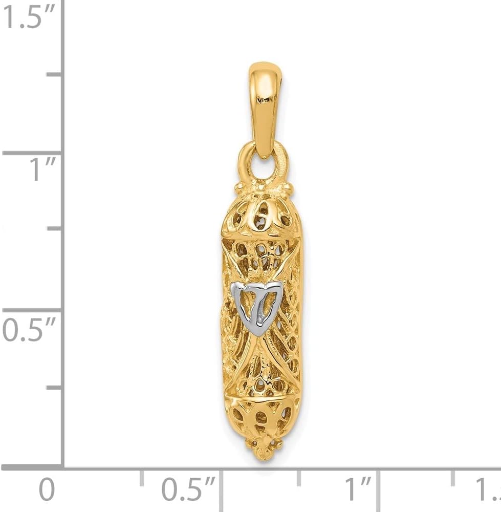 10K Yellow Gold Mezuzah with Shin Charm
