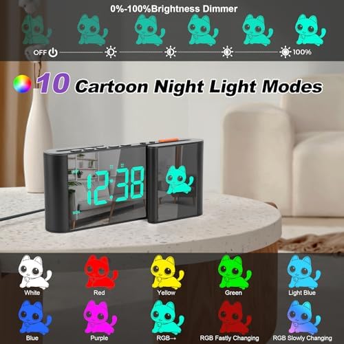 SZELAM Alarm Clock with RGB Light and Mirror