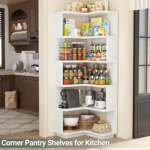 Armocity Corner Bookshelf - 6 Tier L Shaped Display Stand White