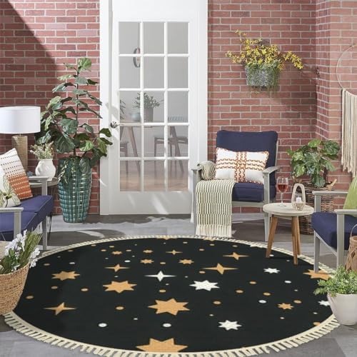4 Round Tassels Carpet Bohemian Area Rug