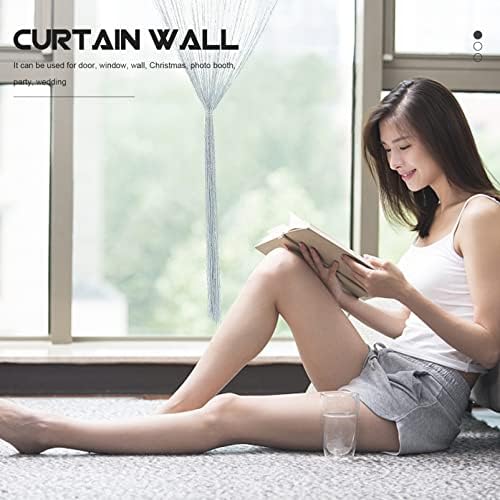 FOMIYES Grey Tassel Curtain for Doors and Windows