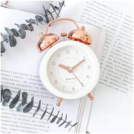 Rose Gold Simple Metal Alarm Clock with LED Light