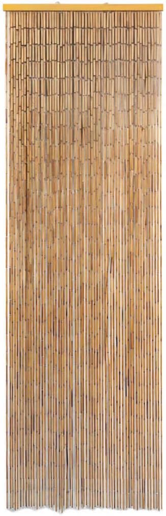 Functional Door Curtain with Wooden Bar Brown