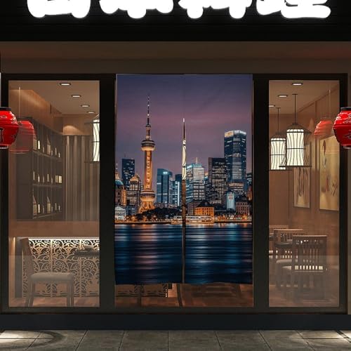 City Picture Night Door Cover Curtain 57x17 Inches