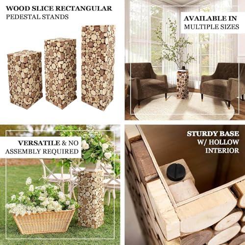 Efavormart Natural Wooden Slices Pedestal Stand 24 Inch