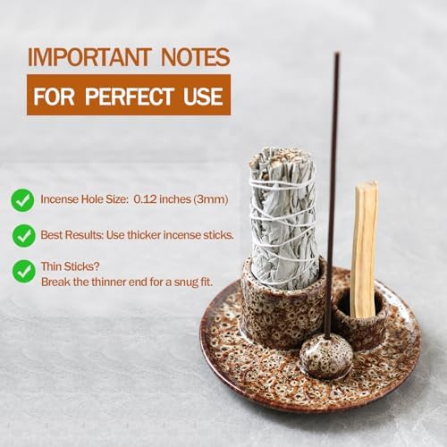 Palo Santo Sticks Holder Ceramic Incense Burner Brown White