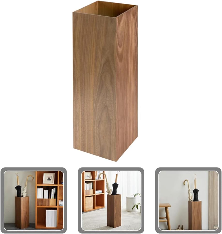 HOMSFOU Square Wooden Umbrella Stand for Home Entryway