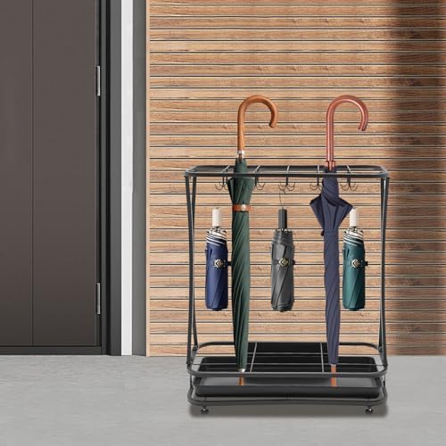 ACNAO Metal Umbrella Stand with Drip Tray and 20 Hooks
