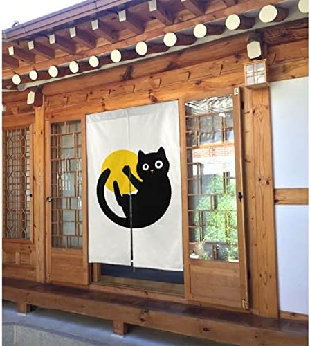 NA Lovely Cat Moon Doorway Curtain White Tapestry