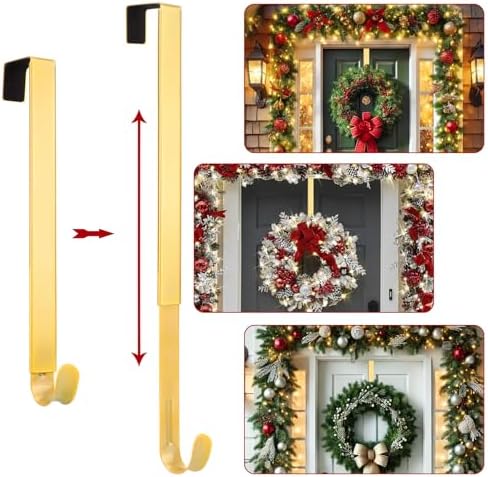 Adjustable Wreath Hanger for Front Door Non Scratch 20lbs Metal Hook