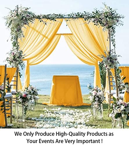 ShinyBeauty Gold Chiffon Curtain Panels 29x96 2PCS